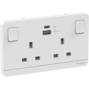 AvatarOn奐尚 13A 兩位連保護門有掣插座連兩位21W Type A+C USB 充電插座(白/金/灰)| 請先查詢現貨 - LINKO Shop