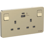 Schneider Electric AvatarOn 13A 兩位連保護門有掣插座 21W 連兩位USB充電插座 Type A+C 電源插座 – 圖2 | linko.shop