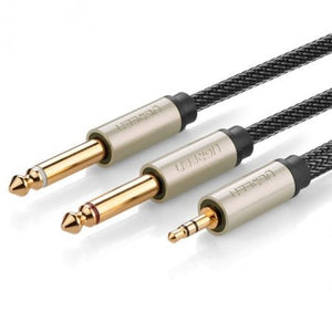 UGREEN 3.5mm轉雙6.5mm轉接頭一分二音頻線 3.5mm 1/8" to Dual 6.5mm 1/4" TS Mono Stereo Audio Aux Y-Cable Splitter Cord - LINKO Shop