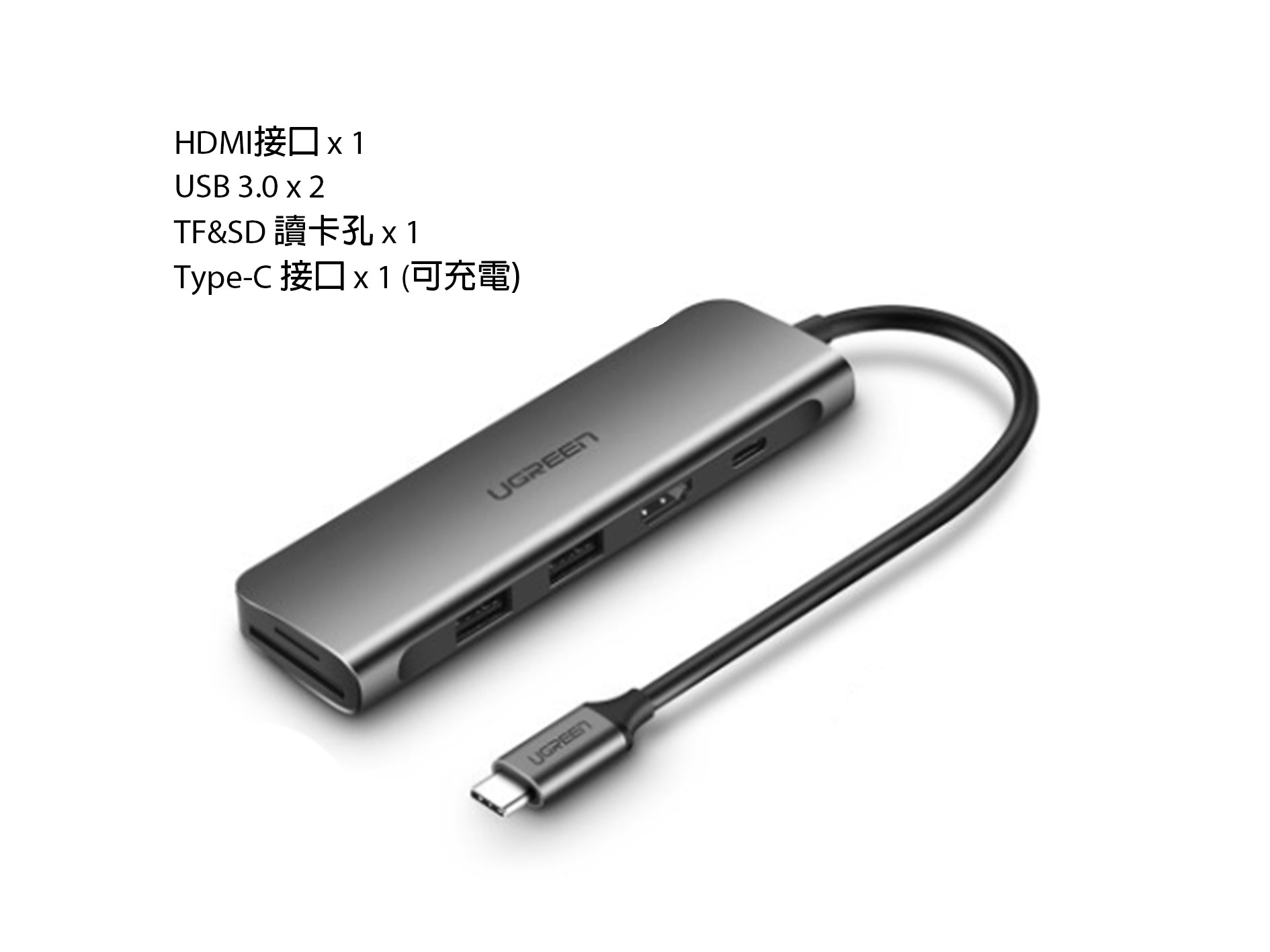 UGREEN Type-C多功能擴充器 Multi-functional Type-C USB Hub Dock Station - LINKO Shop